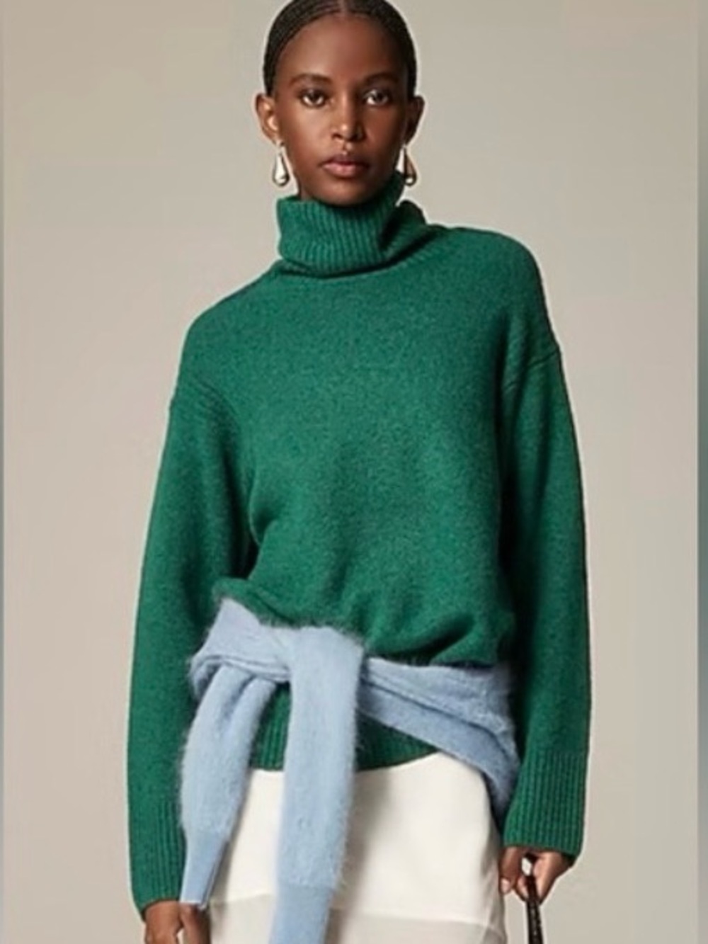 J. Crew Green Turtleneck Sweater in Supersoft Yarn